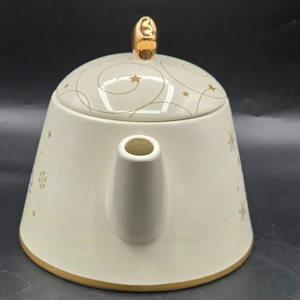 Russ SNOWLIT SETTING teapot & sugar and‎ creamer  CHRISTMAS TREE GOLD STAR